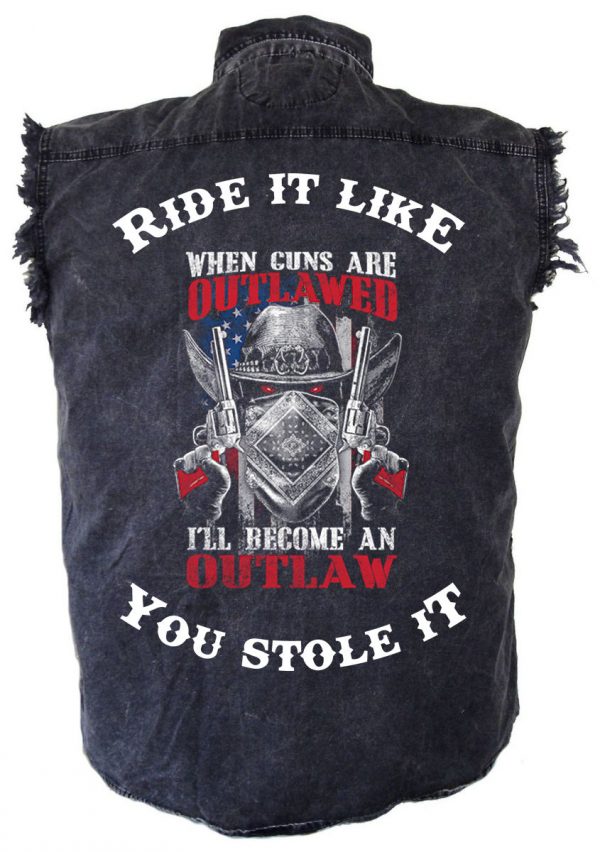 mens denim biker shirt when guns are outlawed