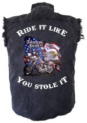 mens denim biker shirt american pride
