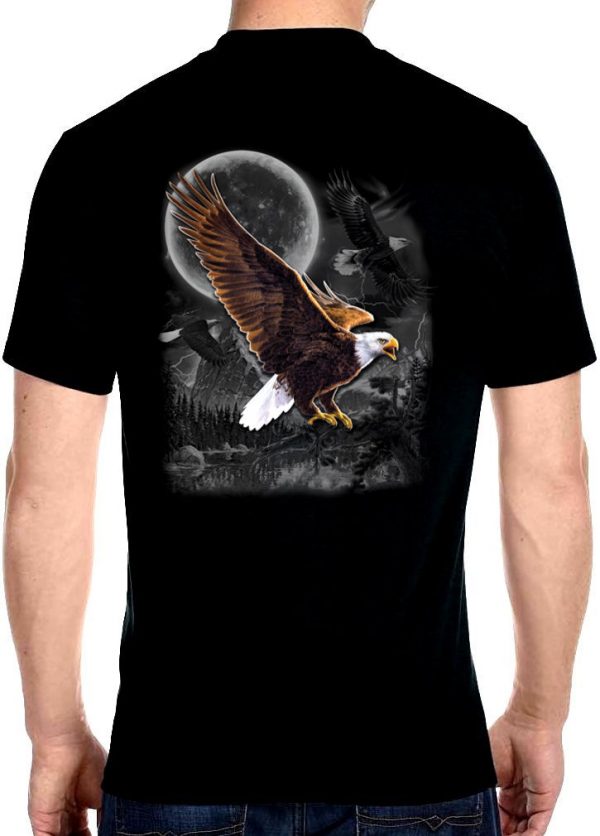 mens bald eagle moonlight black tee