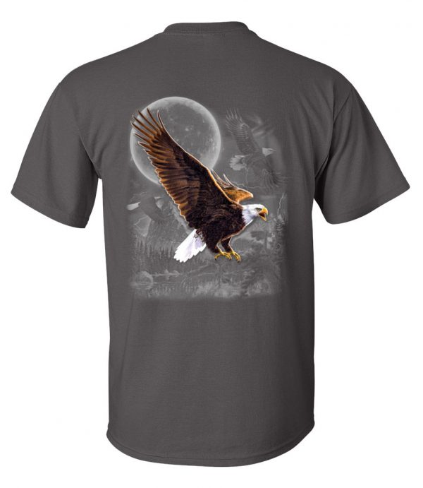 mens bald eagle moon grey biker t-shirt