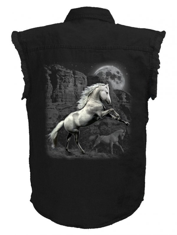 mens horse moonlight black denim shirt