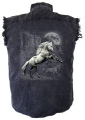 mens horse moonlight charcoal denim shirt