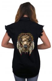 womens black denim shirt dreamcatcher bull shirt