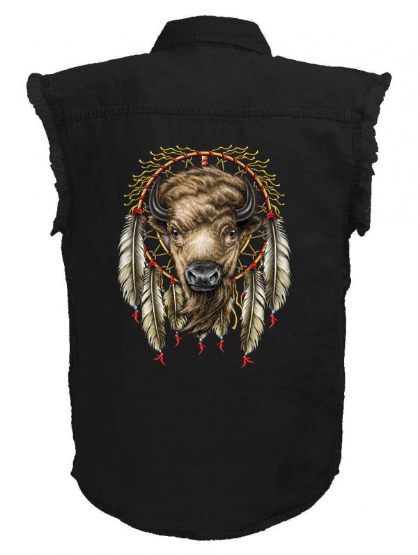 mens bull dreamcatcher black denim shirt