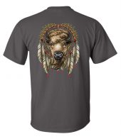 mens native american bull dreamcatcher grey biker t-shirt