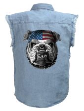 mens patriotic bulldog blue denim shirt