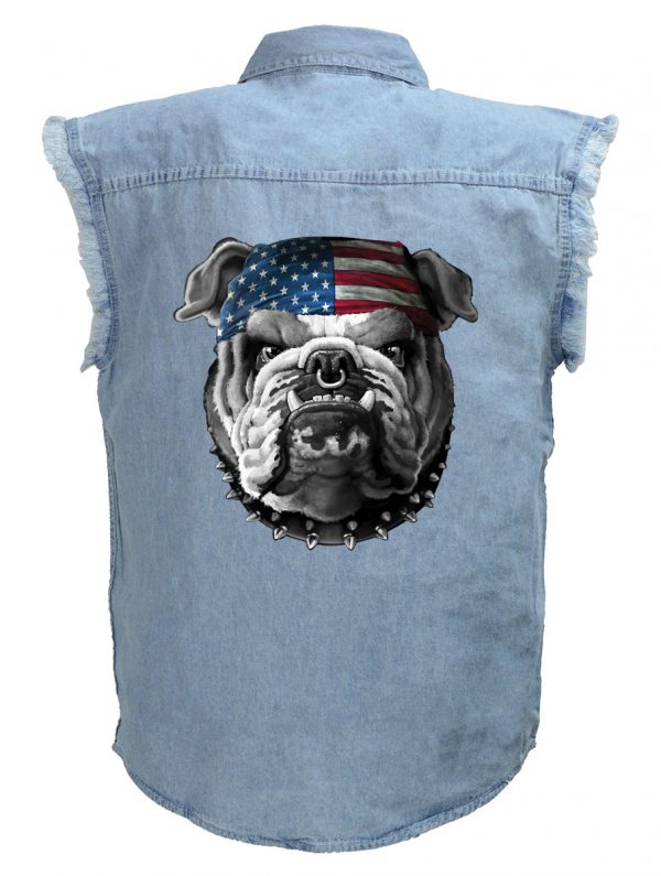 mens patriotic bulldog blue denim shirt