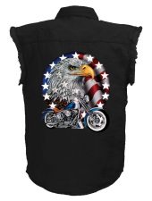 mens black patriotic eagle denim shirt