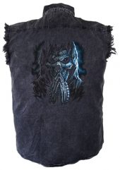mens blueish grim reaper denim shirt