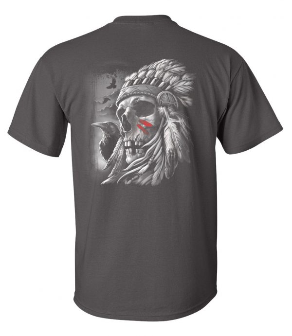 mens native american headdress grey biker tee