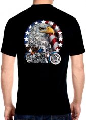 mens patriotic bald eagle motorcycle black tee
