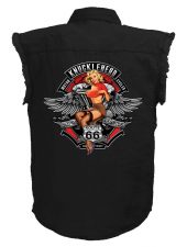 mens knucklehead motorcycles sexy babe black denim shirt
