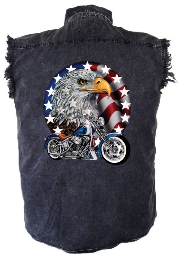 mens patriotic eagle motorcycle charcoal shirt