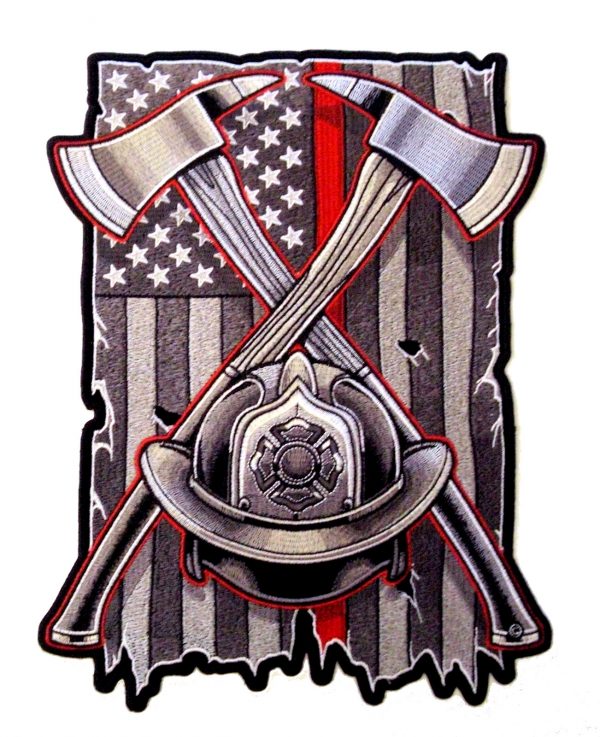 fire fighter red stripe axes flag