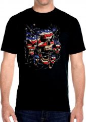 mens patriotic screaming skulls biker tee shirt