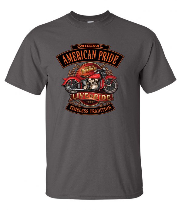 american pride motorcycle grey biker tee