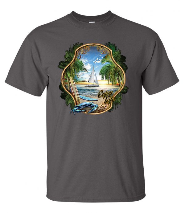 mens enjoy life sailboat beach tee