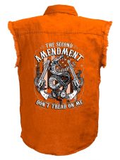 mens the second amendment orange denim biker shirt