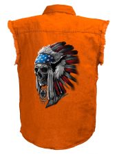 mens orange patriotic headdress denim shirt