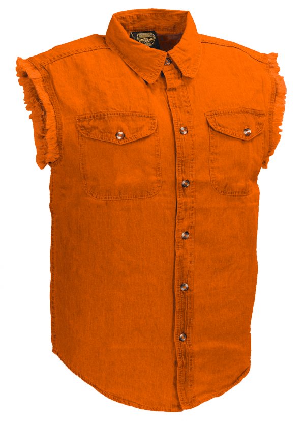 mens orange denim shirt