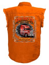mens orange american trucker americas finest denim biker shirt