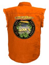 mens sun sand surf orange denim biker shirt