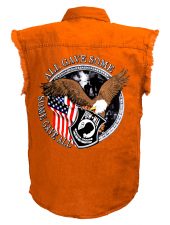 mens all gave some some gave all eagle orange denim biker shirt