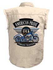 mens american pride timeless tradition motorcycle white denim biker shirt