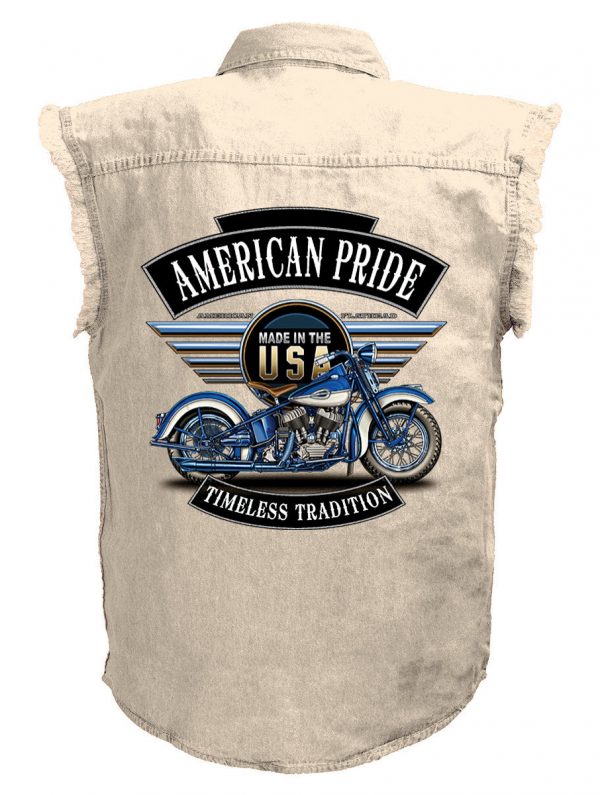 mens american pride timeless tradition motorcycle white denim biker shirt