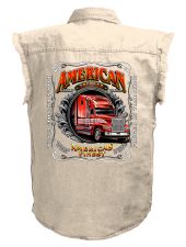 mens american trucker americas finest white denim biker shirt