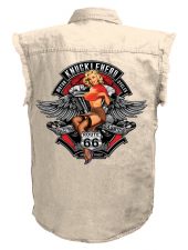 mens knucklehead motorcycles babe white denim biker shirt