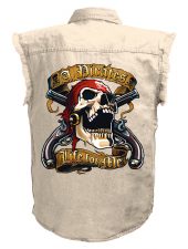 mens a pirates life for me white denim biker shirt