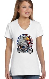 ladies white patriotic eagle biker tee