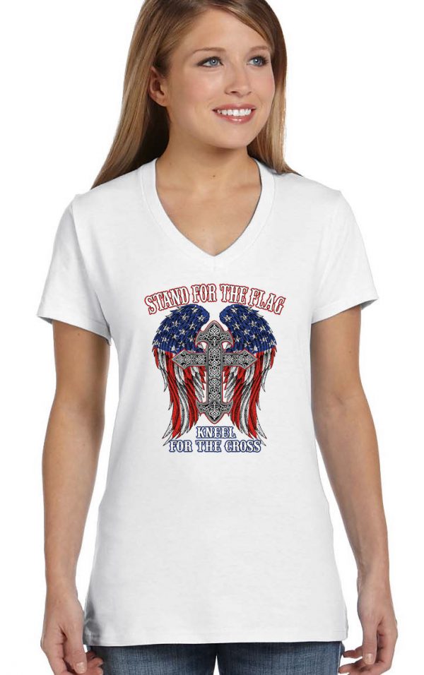 ladies stand for the flag white biker tee