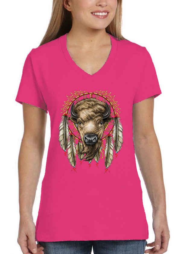 ladies buffalo head pink biker tee