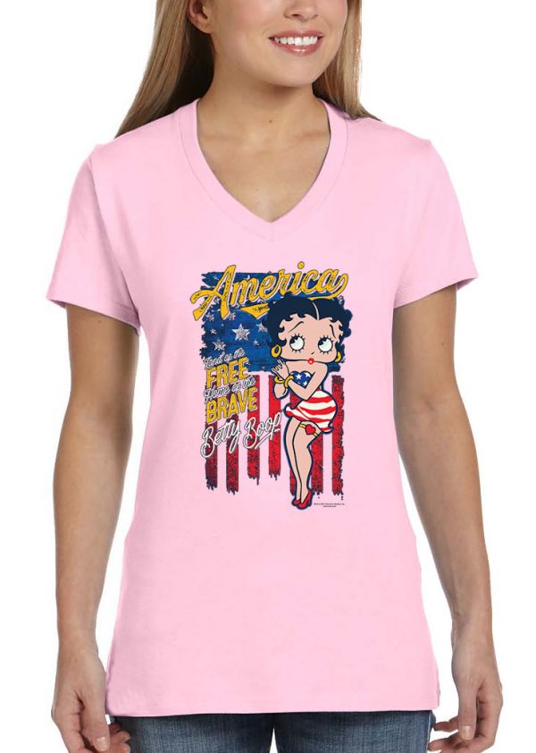 ladies betty boop free brave light pink biker tee