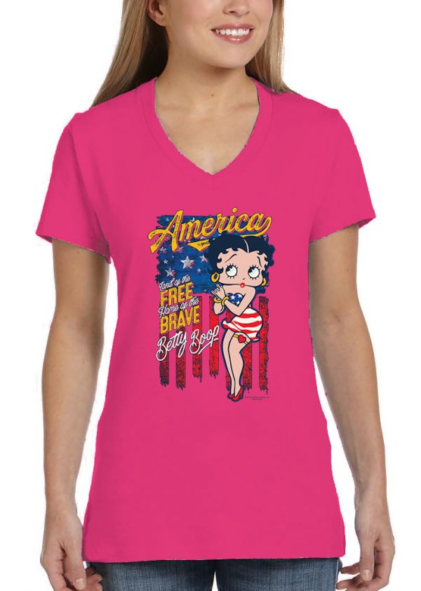 ladies betty boop free brave pink biker tee