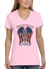 ladies stand for the flag light pink biker tee