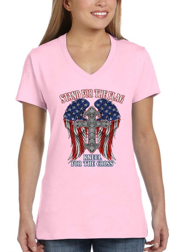 ladies stand for the flag light pink biker tee