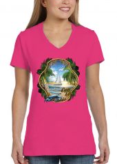 ladies enjoy life at beach pink biker tee