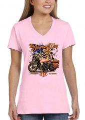 ladies american way babe light pink biker tee