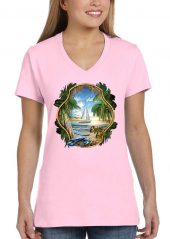 ladies enjoy life at the beach sailboat light pink biker tee