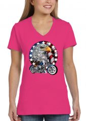 ladies pink patriotic eagle biker tee