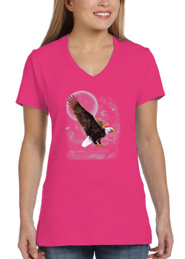 ladies eagle in moonlight biker tee