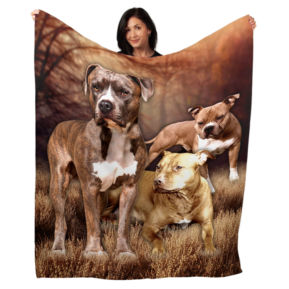 Bulldog And Pitbull Warm Minky Dog Throw Blankets Leather Supreme