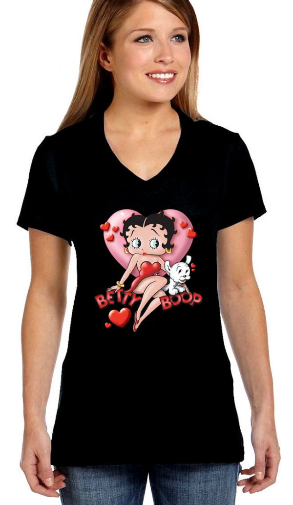 ladies betty boop heart biker tee