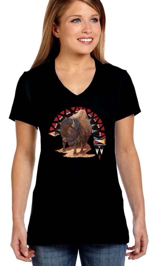 ladies native american buffalo biker tee