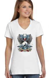 ladies immortalized skull biker tee