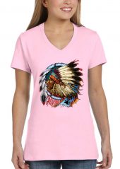 ladies native american chief pink biker tee