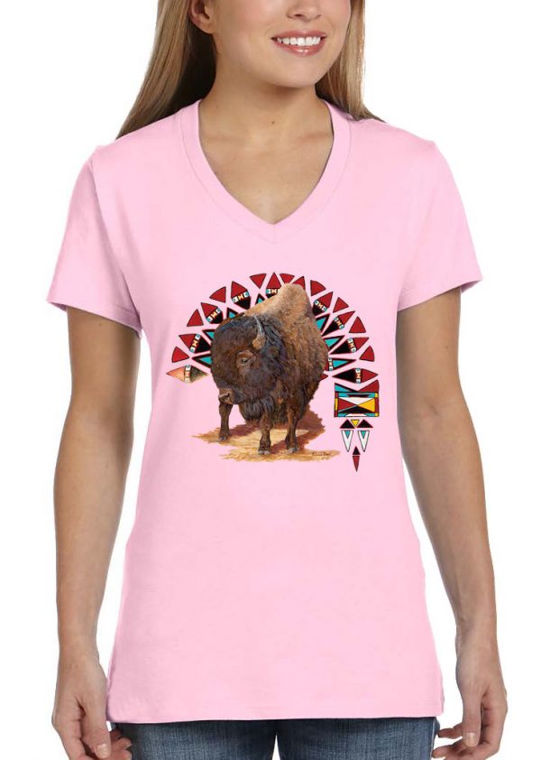 ladies native american buffalo pink biker tee